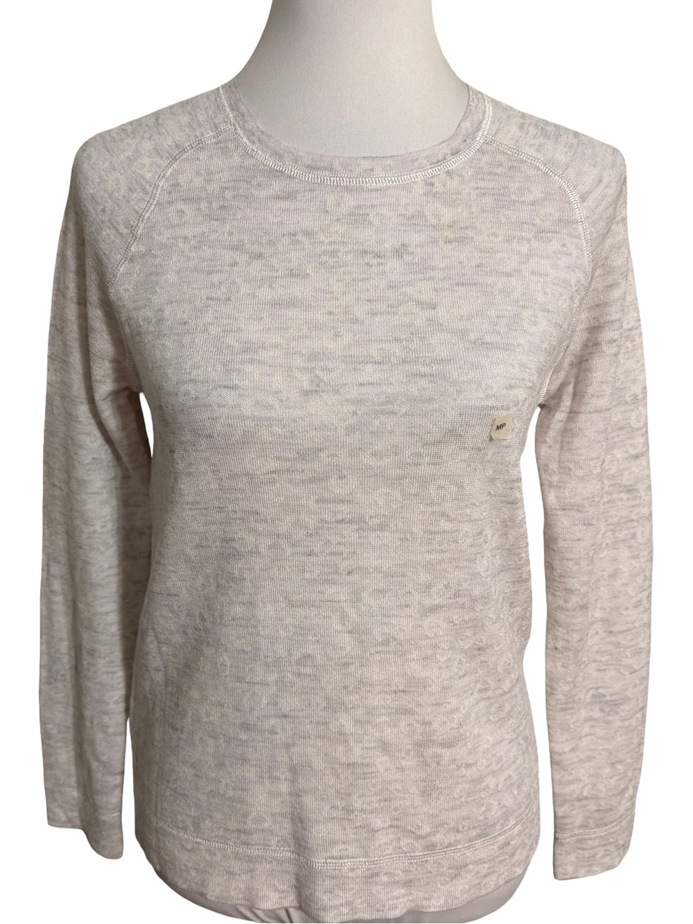 LOFT Cream Heathered Scoop Neck Sweater